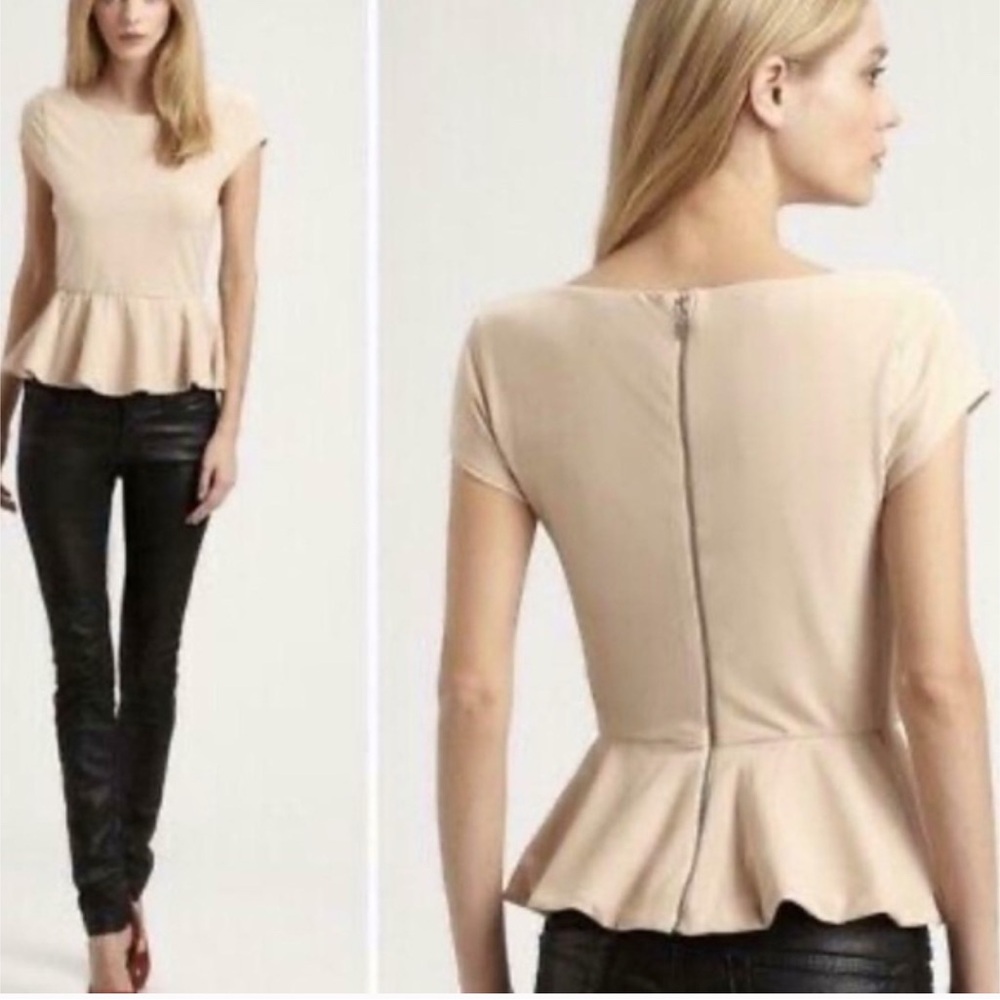 Alice + Olivia Cream Peplum Blouse